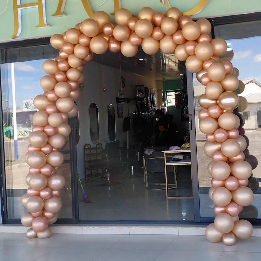 Chrome gold balloon arch